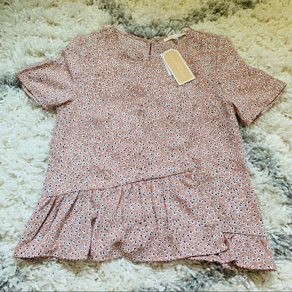 NWT Mauve Pink Printed Flower Chiffon Shirt